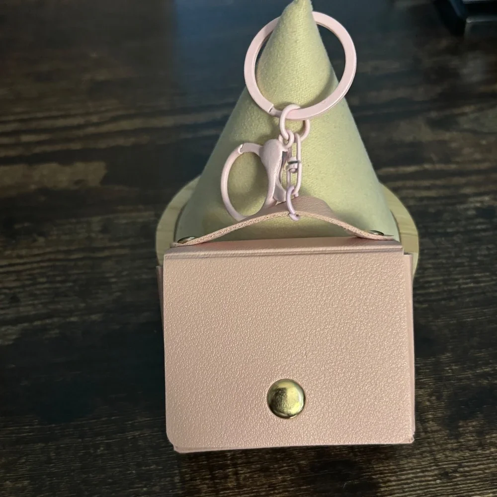 Mini Pink Faux Leather Satchel Keychain Pouch Coin Purse Bag Charm